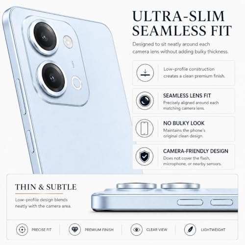 Image of FIRST MART Blue Camera Ring Guard Protector for Vivo T5 Lite | Tempered Glass with Metal Alloy Rings, HD Clear, Scratch Resistant, Case-Friendly | Pack of 1