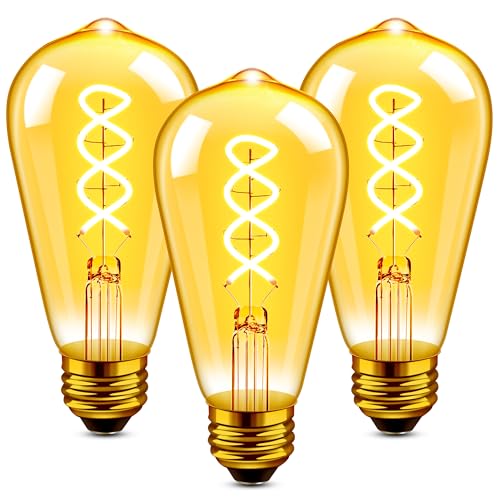Hcnew LED Edison Vintage Glühbirne E27, Warmweiß 2700K, 3.5W Ersetzt 40W ST58 Filament Lampe Leuchtmittel, Retro Birne Deko Ideal für Haus Café Bar,Nicht Dimmbar, Braunglas, 3 Stück