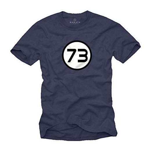 MAKAYA Funny Basica Manga Corta Camiseta para Hombre - Numero 73 Teoría Mágico - T-Shirt Matematicas Regalo Frikis Azul Talla Grande L