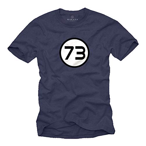 MAKAYA Funny Basica Manga Corta Camiseta para Hombre - Numero 73 Teoría Mágico - T-Shirt Matematicas Regalo Frikis Azul Talla Grande M