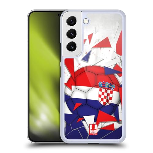 Super fine e leggero Head Case Designs Croazia Vetro Rotto Calcio Custodia Cover Dura per Parte Posteriore Compatibile con Samsung Galaxy S22 5G