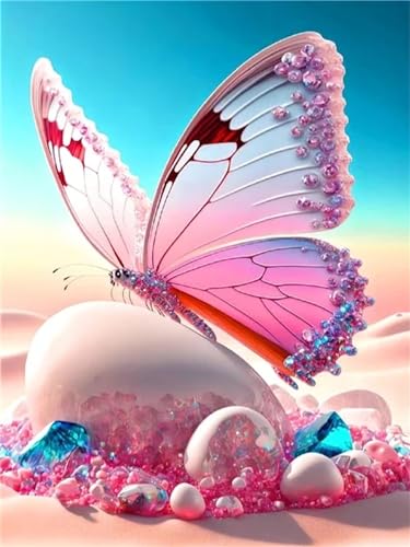 Diamant painting papillon plage grand format decoration murale