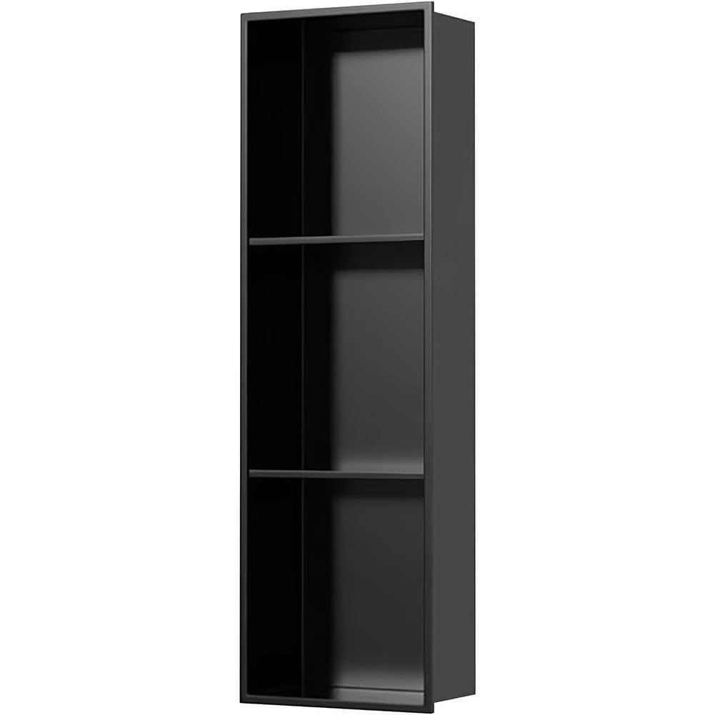 AYCDL Wall-Mounted Shower Recessed Shelf for Bathroom Easy Installation Above Waterproof Storage Solution Modern Design Space-Saving nizer,Nero-90x28cm