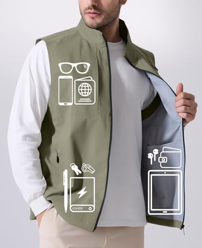 Image of Susclude Men's Quick Dry Lightweight Softshell Vest Windproof Sleeveless Jacket for Fishing Work Golf Hiking Casual Travel