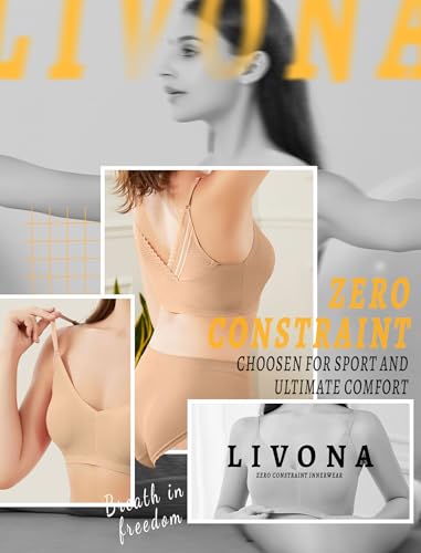 Image of Livona Lace Bralette for Women - Comfort Sports Bra Wireless Padded Bralette with Support Workout Tops Cami Crop S-XXL