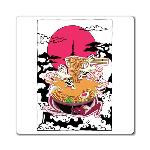 Novedad Udon Noodle Nigiri Nachos Japanese Foods Entusiasta Hilarante Caldo Caliente Estilo Chino Delicacies Amante Imanes 3' × 3'