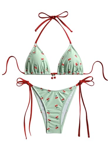 Ensemble bikini triangle rose anti-marques pour valoriser la silhouette fine des femmes