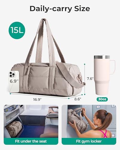 Image of BAGSMART Reiki Gym Bag for Women Puffy Yoga Mat Travel Weekender Duffle Bag
