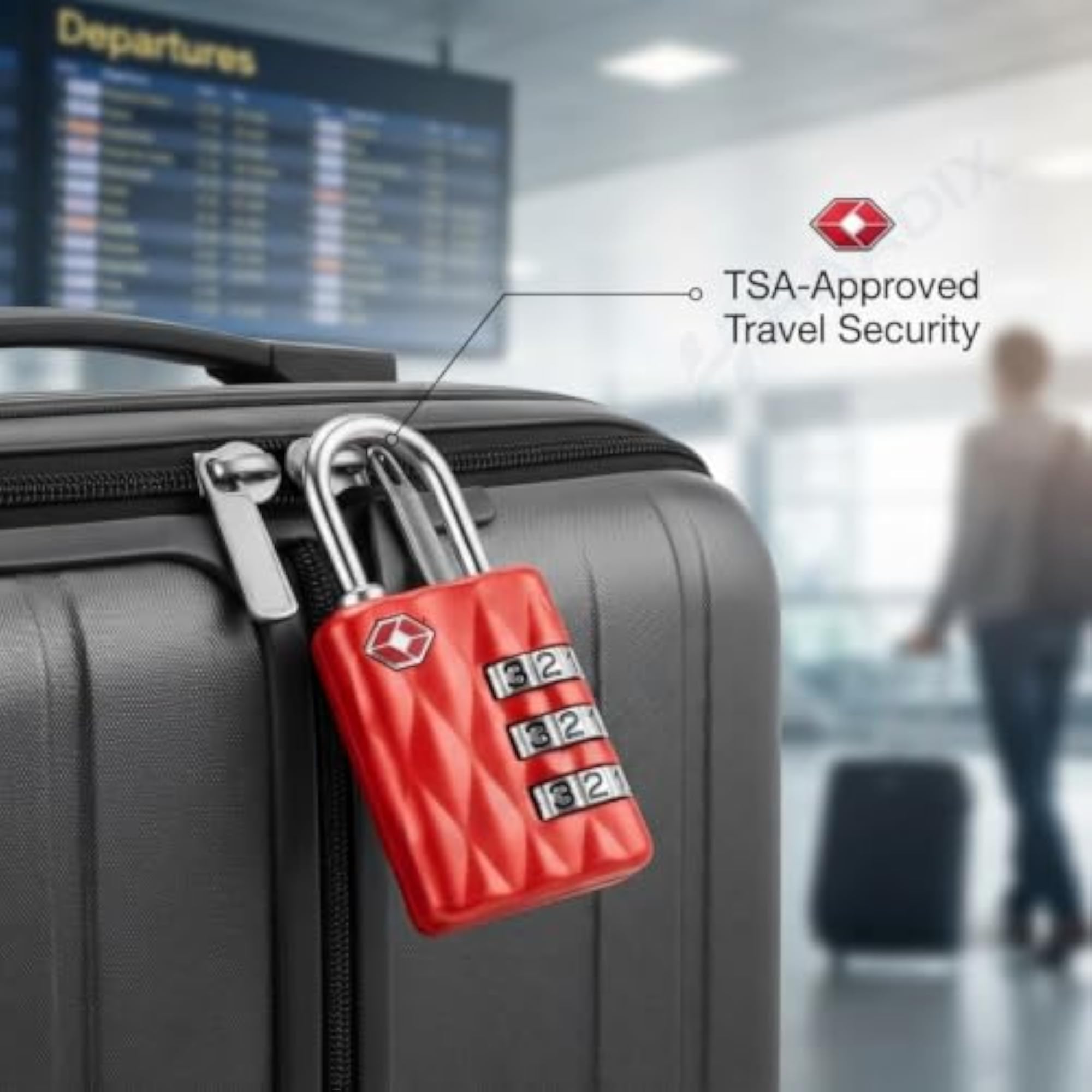 Red 3 Digit Combination Padlock, Anti-Theft Travel Security