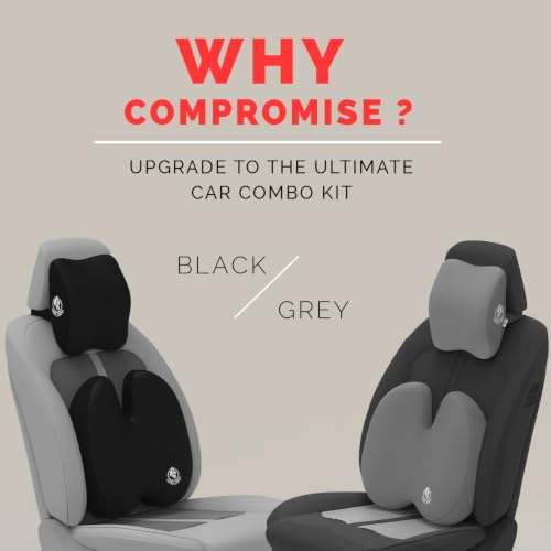 Image of MRRON Series Memory Foam Neck Rest & Extra Lumbar, Relief Pillow, 100% Soft Memory Foam Pillow, Adjustable Strap, Cervical Support for Car Seat. (Black, Backpro)