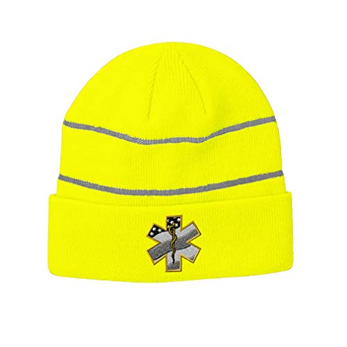 Gorro reflectante personalizado paramédico EMT bordado acrílico, Amarillo Neón, talla única