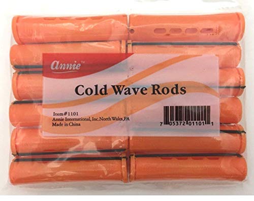 Annie Jumbo Cold Wave Rods With Rubber Band For Hair Curling And Perm Styling - 3/4" Tangerine - Pack Of 12 #TOP1