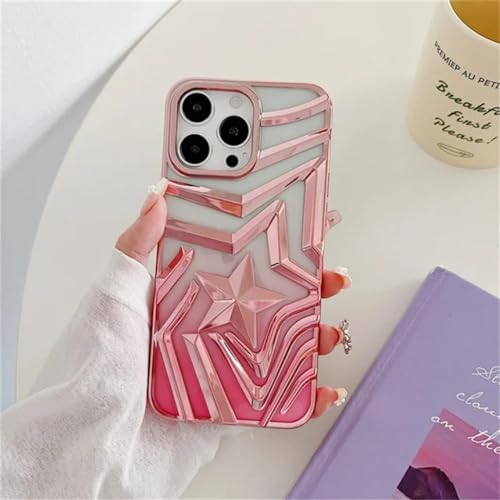 Coque iPhone 14 15 Pro Max rose à étoiles pour briller en soirée et au bureau