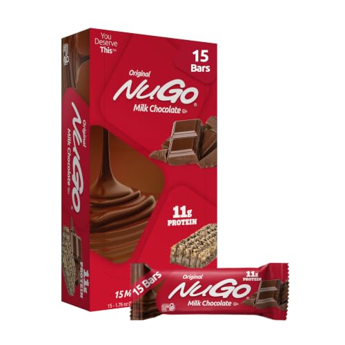 NuGo Original Chocolate 11g Protein Bar Gluten Free 15 Ct