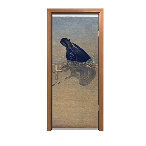 Autocollant de porte 90x200cm pour masquer les défauts et décorer avec des oiseaux