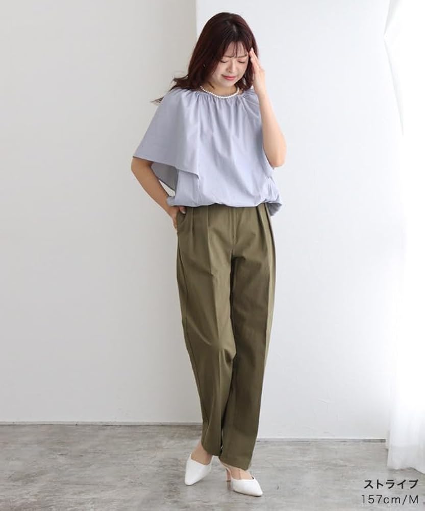 Amazon | [ピエロ] フレアスリーブ バルーン ブラウス 体型