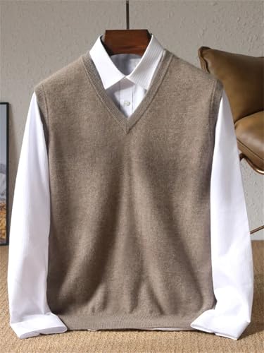 Winter 100% Wool Knitted Waistcoat Men's V-Neck Loose Sleeveless Sweater Vest Casual Tops2
