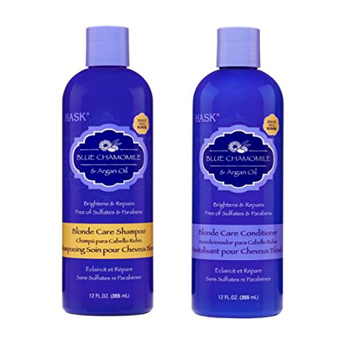HASK Blue Chamomile & Argan Oil Blonde Care Shampoo and Conditioner (12 US FL OZ)