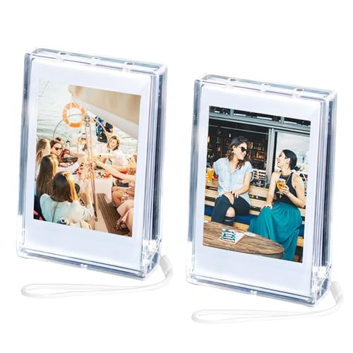Rieibi Estojo de armazenamento para fotos Fujifilm Instax Mini Evo/12/11/9/8/7+/99/90/40/Link 7.6 cm - Caixa de armazenamento de fotos com cordão de pulso[2 Pacotes]