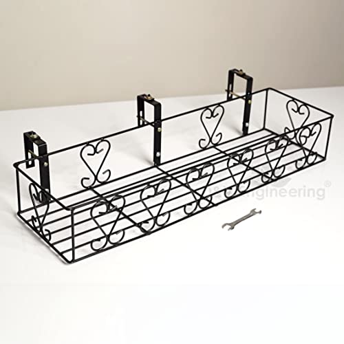 D&V Engineering Metal Railings Pot Stand │Hanging pot stands for plants in balcony Railings (Adjustable Hanger, Pack of 1-Black)