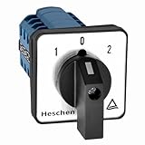 Poids : 168 g Heschen Commutateur de changement de came rotatif universel SZW26-20/D505.5, 660 V 20 A, ON-OFF-ON, 3 positions, 5 phases, 20 bornes, CE