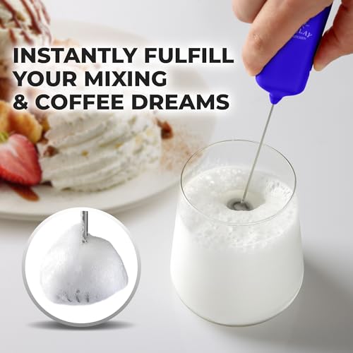 Image of Mini & Mighty Milk Frother Wand - Powerful Handheld Coffee Frother, Battery Operated Drink Mixer - Compact Pocket Size - Detachable Whisk for Latte, Cappuccino, Matcha, Hot Chocolate