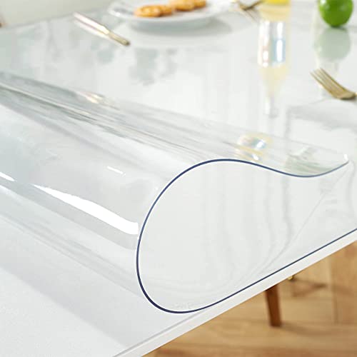 Image of LovePads Clear Table Cover Protector 44 x 60 Inch, 1.5mm Thick Plastic Table Cover, Table Protector for Dining Room Table, Waterproof Vinyl Tablecloth Table Pad Mat for Kitchen, Dresser, Writing Desk
