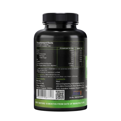 Image of Go Organics Ashwagandha 1000Mg | Boost Energy, Strength, Stamina | Helps Anxiety & Stress Relief For Men & Women-120 Veg Capsules