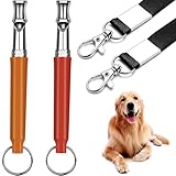 HRYYDS 2 Pack Dog Whistle, Dog Whistle to Stop Barking Neighbors Dog, Adjustable Ultrasonic Silent Dog Whistle, Professional Recall Dog Training Whistles, with Lanyard (Orange&Red)