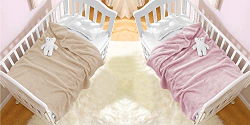 Image of Amazon Brand - Umi Super Soft Single Layered Flannel Baby Blanket - Pink & Beige | Cozy & Breathable | Warm, Soft, and Comfortable | Perfect for Newborns | Unisex Design for Boys & Girls (Pack of 2)