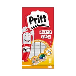 Pritt Multi Tack (1 pack de 65 pcs), cuadrados de masilla adhesiva blanca multiusos, adhesivo reposicionable y reutilizable para manualidades y proyectos de DIY
