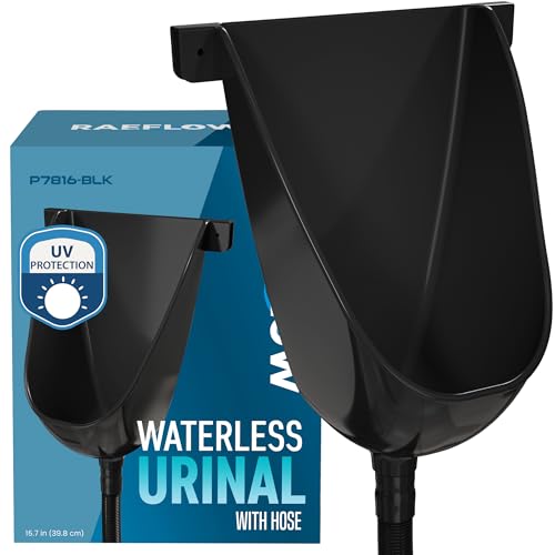 Waterless Urinal with Hose (Black) - UV Resistant Outside Urinal, Outdoor Plastic Urinals, Outdoor Toilet, Garage Urinal, Urine Diverter, Urinals For Men Bathroom