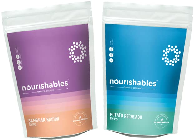 Nourishables by Pooja Makhija: Premium Chips & Crackers in Sambhar Nachni & Potato Recheado Flavors, Gluten-Free, Vegan, Rich in Fiber, Authentic Indian Gourmet Snacks, Ideal for Health-Conscious Eaters - Pack of 2 (B0BVMM61GF) Amazon Price History, Amazon Price Tracker