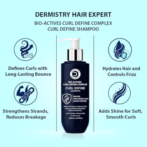 Image of Dermistry Bio Actives Curl Define Complex Curl Defining Enhancement & Retention Shampoo,Mask & Serum with Hyaluronic Acid Keratin Wheat Protein Arginine for Hydration Suits Dry Frizzy All Hair Type
