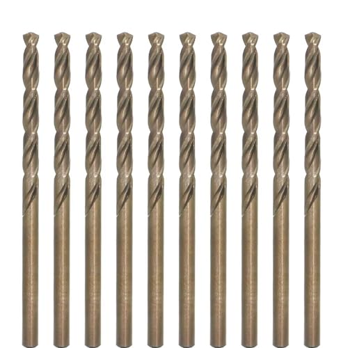 Metric Cobalt Drill Bits 4mm 10PCS, M35 high Speed Steel, high Hardness Straight Shank Drill, Mechanical or Hand Drill for Drilling, Suitable for Stainless Steel, Iron, Copper and Aluminum.