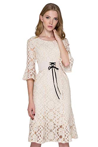 Beige Lace Corset Trumpet Midi Dress | Desertcart Aruba