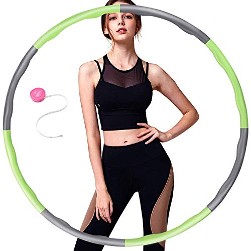 Aoweika Hula Hoop Fitness, Hula Hoop para Adultos, Diseño de Ancho Ajustable Desmontable de 8 Secciones (28-37,4 in) Ideal para Niños, Principiantes y Profesionales, con Mini Cinta Métrica