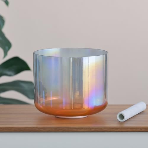 6 inch F note Pink Clear Handle Crystal Singing Bowl with Mallet & O-ring