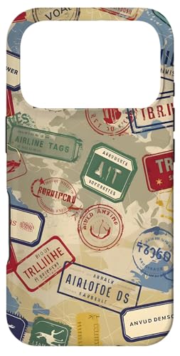 Travel Stamps Vibrant Stylish Summer Theme World Map �X�}�z�P�[�X iPhone 17 Pro �p