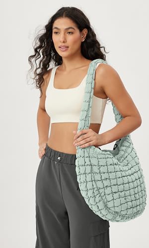 Image of ODODOS Quilted Carryall Tote Bag for Women Crossbody Hobo Lightweight Padding Shoulder Bag