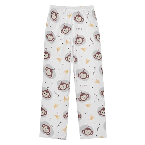 ZZXXB Hello Monkey Boys Long Pants Soft Trousers Elastic Waist Kids Lounge Bottoms with Pockets S-XL