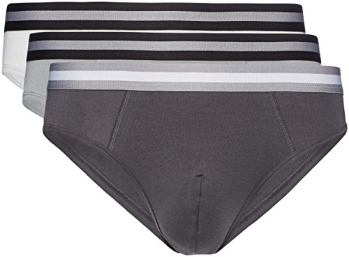 Marca Amazon - find. Slip para Hombre Y-Front, Pack de 3, Grau...
