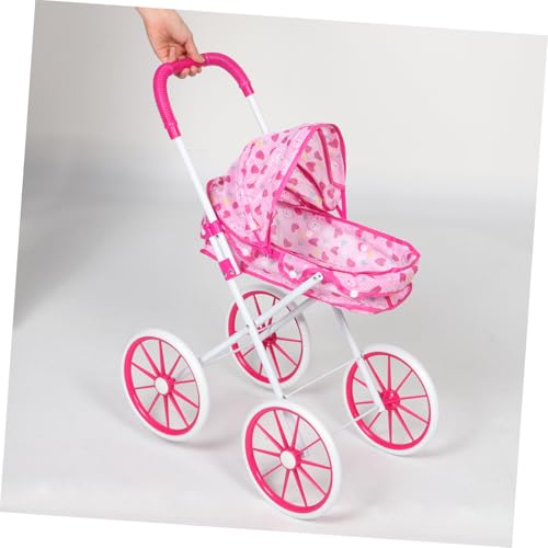 CLISPEED Kinderwagen Puppenwagen mit Realistischem Design und Zubehör Faltbarer Puppenbuggy für Mädchen Großes Puppen Kinderwagen Modell für Doll Pretend Play – Bild 8
