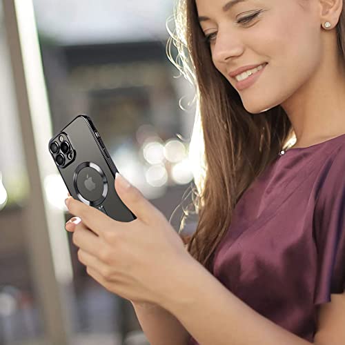 OOK Phone Case Made for iPhone 13 Pro Max (6.7 Inch) with Camera Lens Protector (Compatible with MagSafe) Anti-Scratch Shockproof Slim Magnetic Phone Cover for Women Men - Black