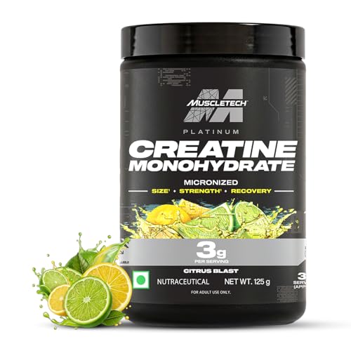 Image of MuscleTech Platinum Creatine Micronized Powder | 33 Servings, Citrus Blast | Improves Strength, Power & Muscle Recovery |Muscletech Creatine Flavored - 125g