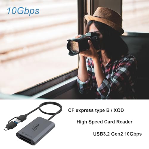 Image of CFexpress Type B & XQD Card Reader USB-C, 2-in-1 USB 3.2 10Gbps for Nikon Canon Panasonic, Professional Photographers & Filmmakers