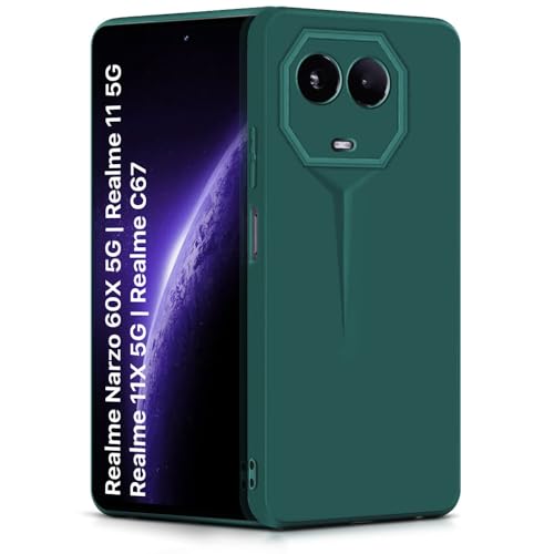 Image of WOW IMAGINE Slim Back Cover for Realme Narzo 60X 5G | Realme 11X 5G | 11X 5G | C67 5G | Blade Series Ultra Thin Case | Camera Protection | Soft Matte Silicone Flexible Mobile Case - Green