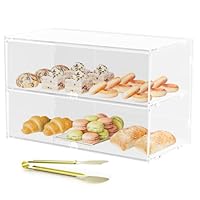 Acryvic Gebäckvitrine für kommerzielle Arbeitsplatte, Acryl-Bäckerei-Vitrine, Aufbewahrungsbox für Dessert, Donut-Brot, Kuchen, Cupcakes, Bagels, Kekse (2-stöckige Vitrine)