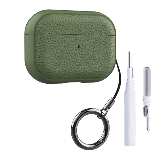 Image of YODI Case Cover for Airpods Pro|Pro 2|Airpods Pro 3|Airpods 4 Pouch, Silicone Cases with Cleaner Kit 360 Drop Protection,Shock-Resistant ((Leather-Green), Airpods 4)