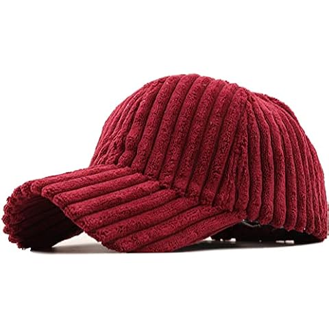 Avilego Womens Corduroy Baseball Cap Winter Warm Adjustable Baseball Hat for Outdoor Travel, Winered, One size Cover